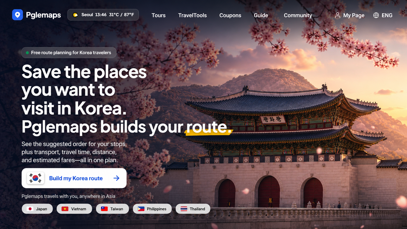 Korea Trip Planner: Plan Your Korea Trip with Pglemaps